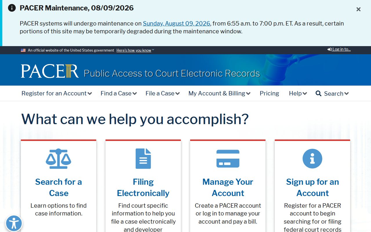 Chester County criminal court cases federal PACER access
