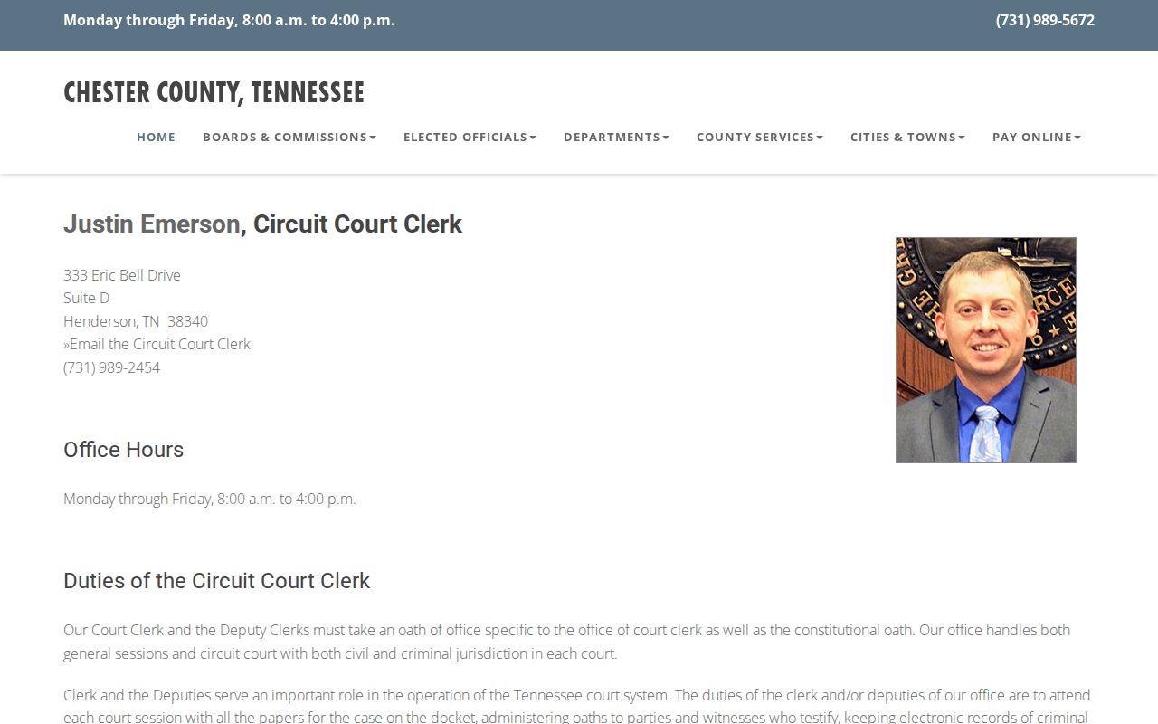 Chester County criminal court case records Circuit Court Clerk