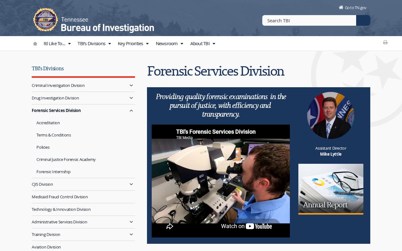 Enville criminal records source for TBI forensic and fingerprint services