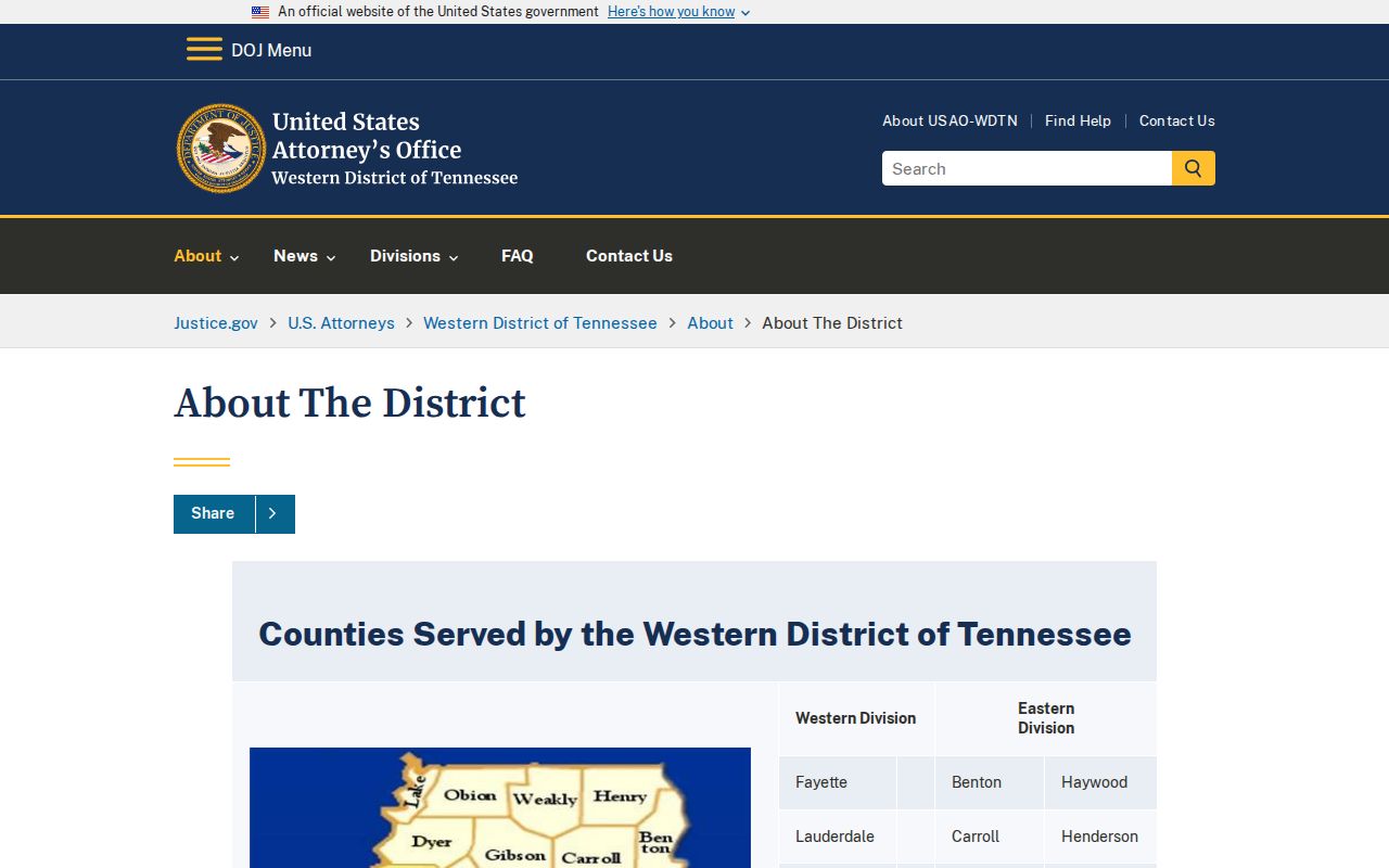 Enville criminal records source showing Western District of Tennessee jurisdiction