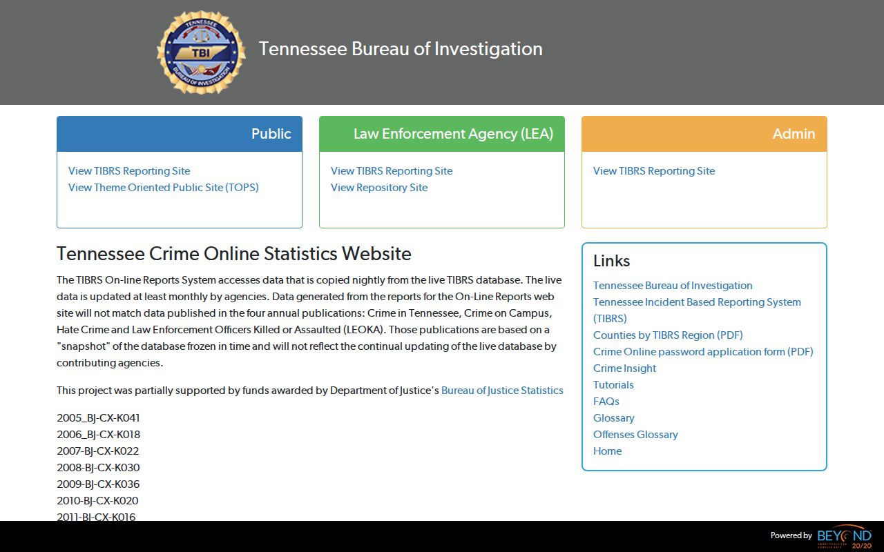 Chester County criminal history TBI CrimeInsight statistics portal