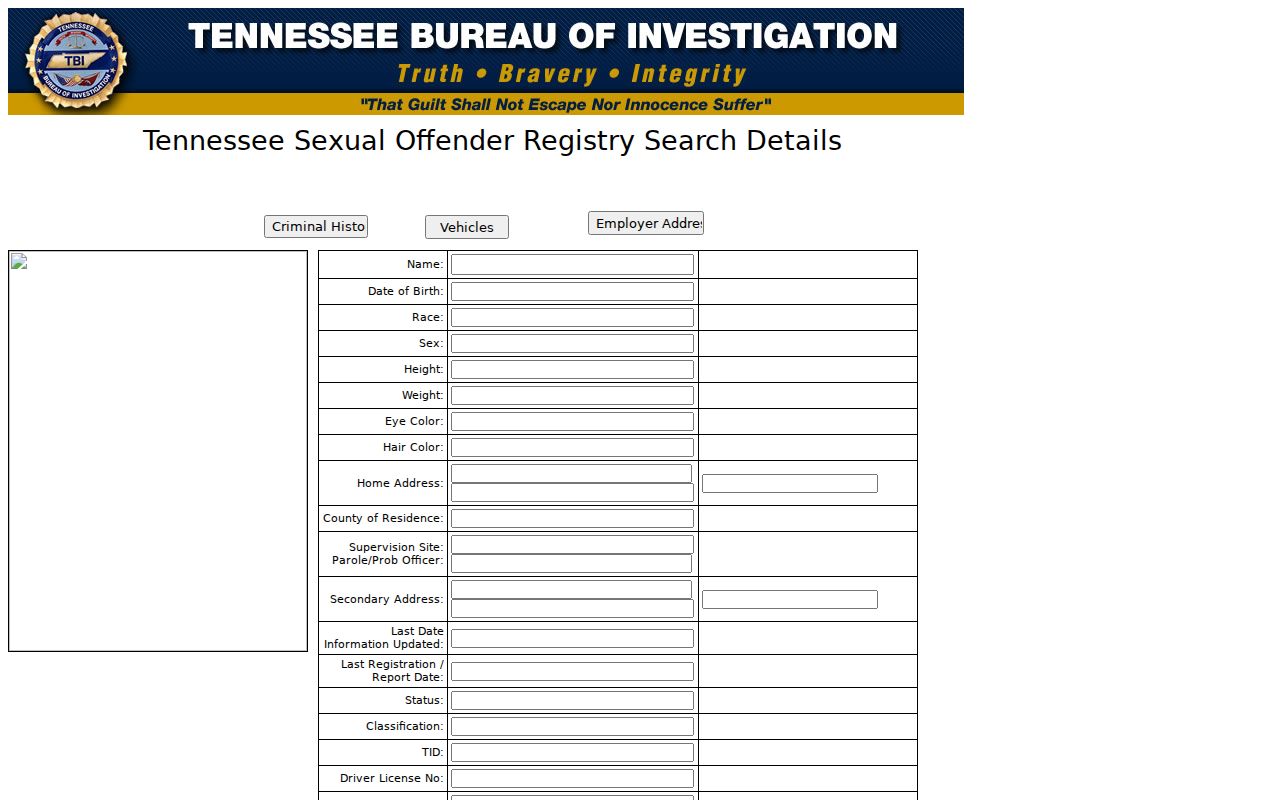 Chester County sex offender registry public profile detail fields