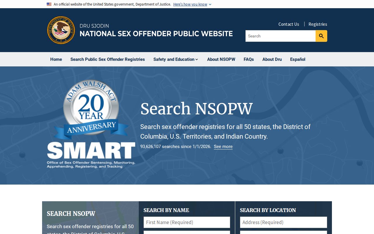 Chester County sex offender search through the national NSOPW service