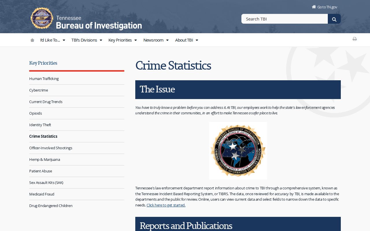 Chester County sex offender records and official TBI crime statistics resources